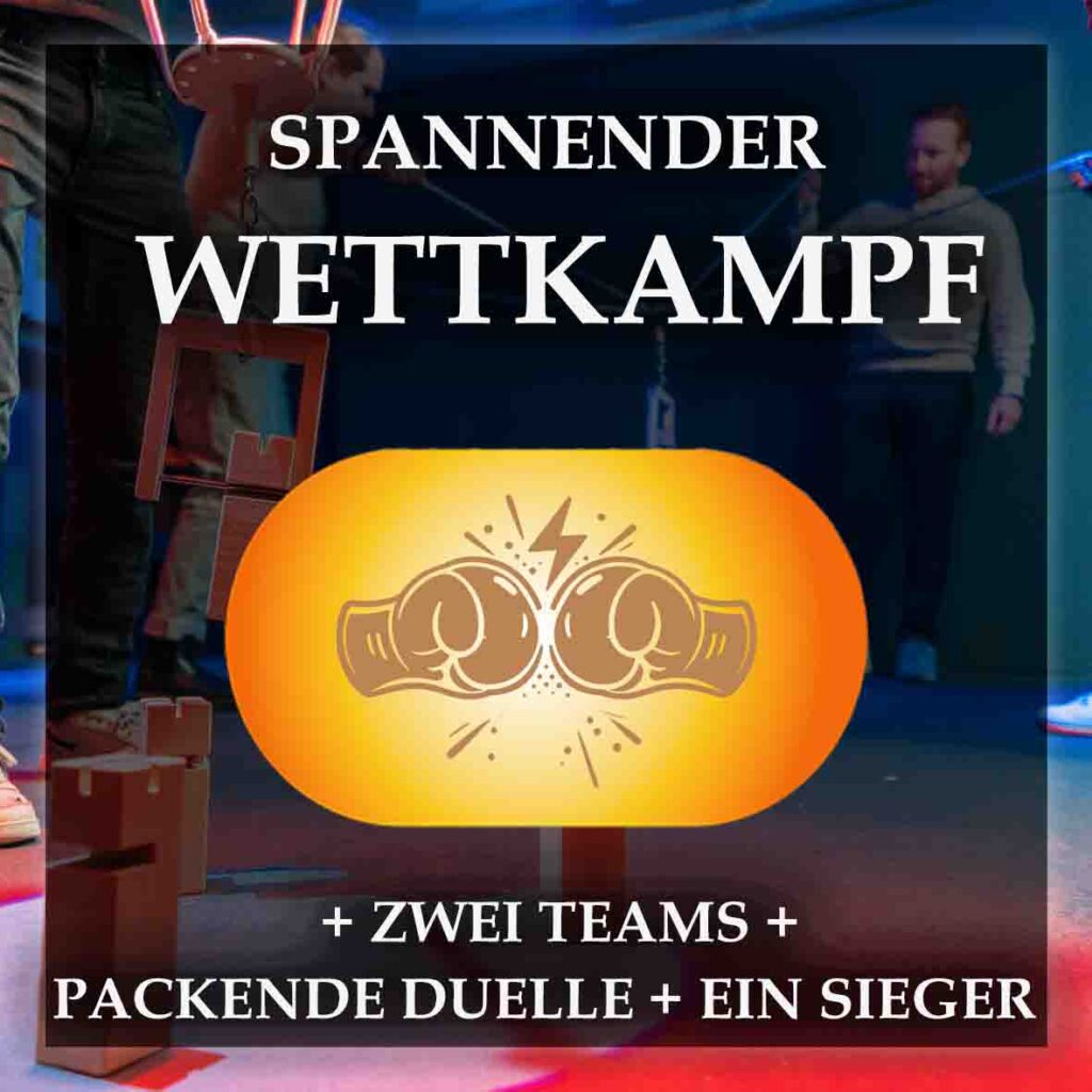 Spannender Wettkampf im TV-Studio-Stil bei der Gameshow Hamburg für Teamevents.